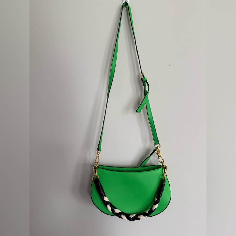 Green Shoulder Bag with Braided Strap